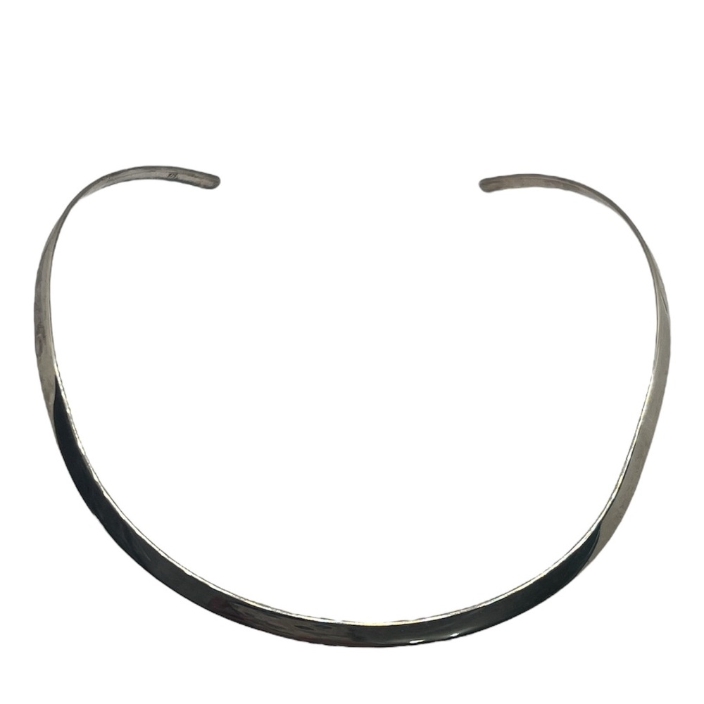 Sterling silver stiff neck wire collar necklace vintage choker